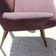 Paire de fauteuils vintage pied compas velours violet 1950s