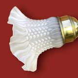 Antique brass and glass swan neck bedside lamp.