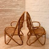 Paire fauteuil bambou