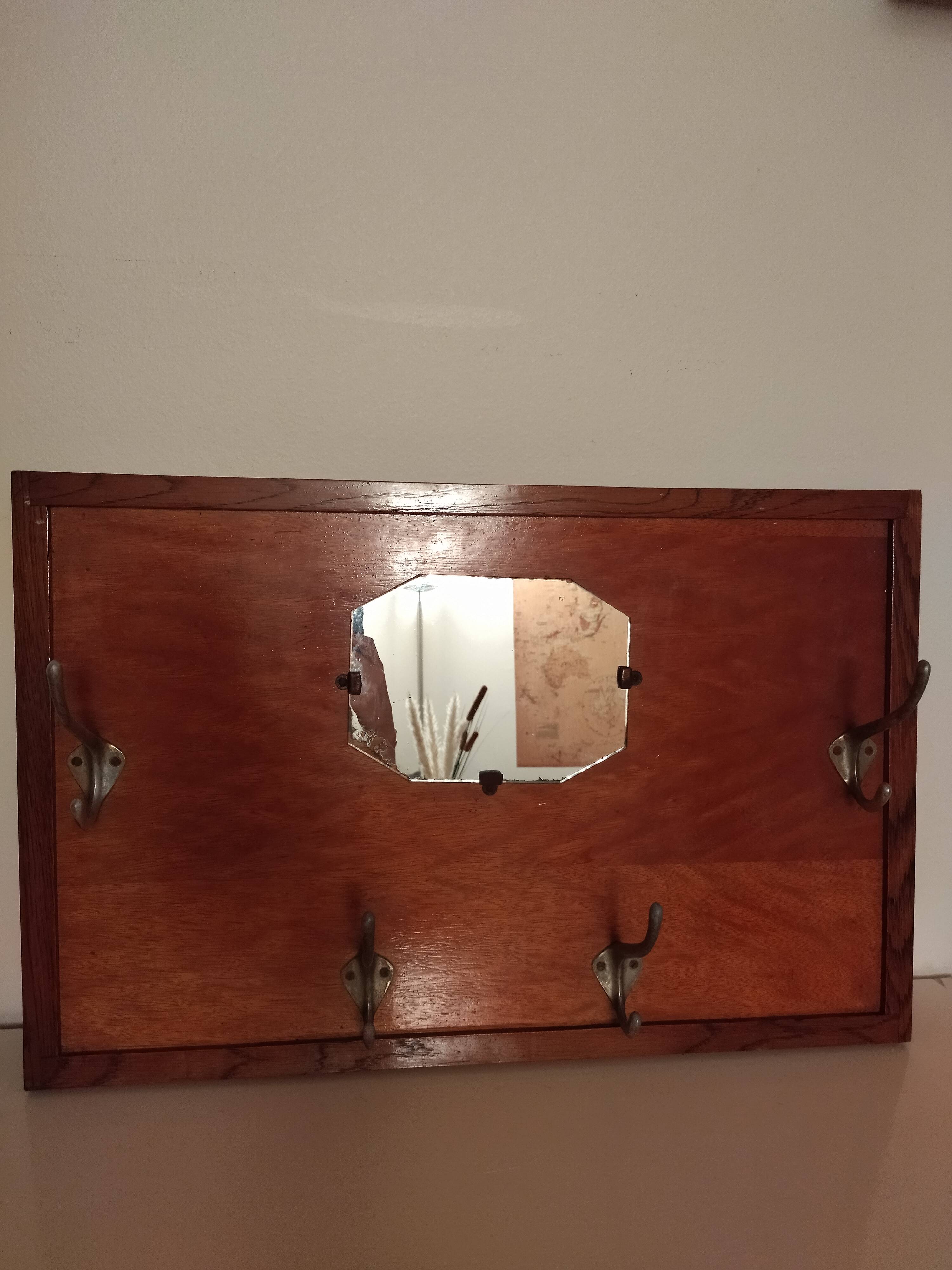 Mirror coat rack, old wood