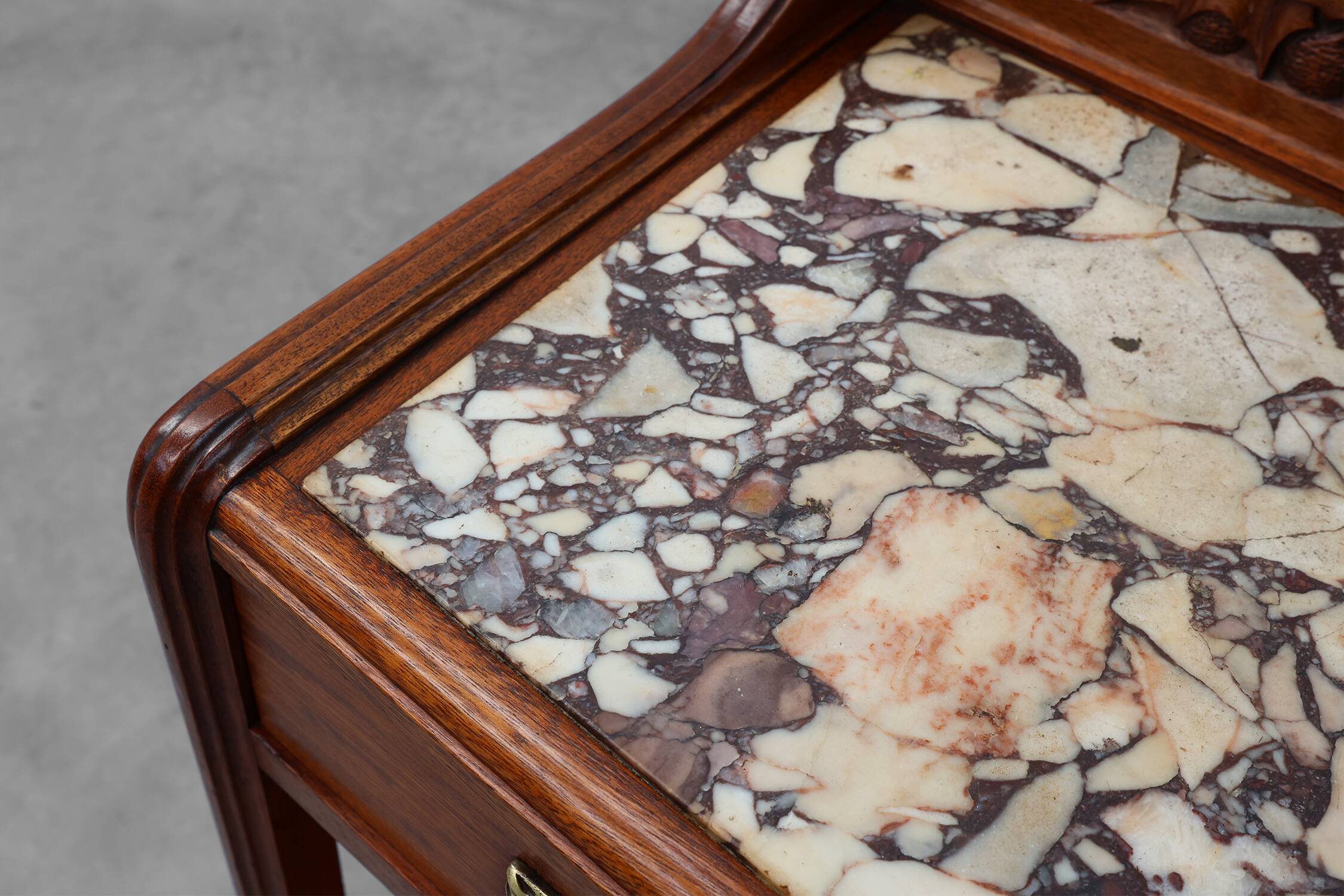 Pair Art Nouveau Nightstands with marble top by Paul Alexandre Dumas, Franc