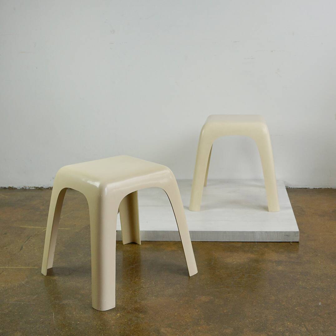 Beige plastic mid-century stools model No. by Valenti Milano Italy