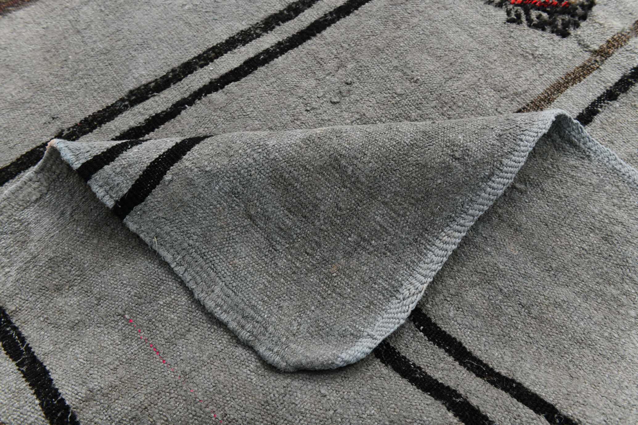6x12 Gray & Black Modern Hemp Rug, 184x379Cm