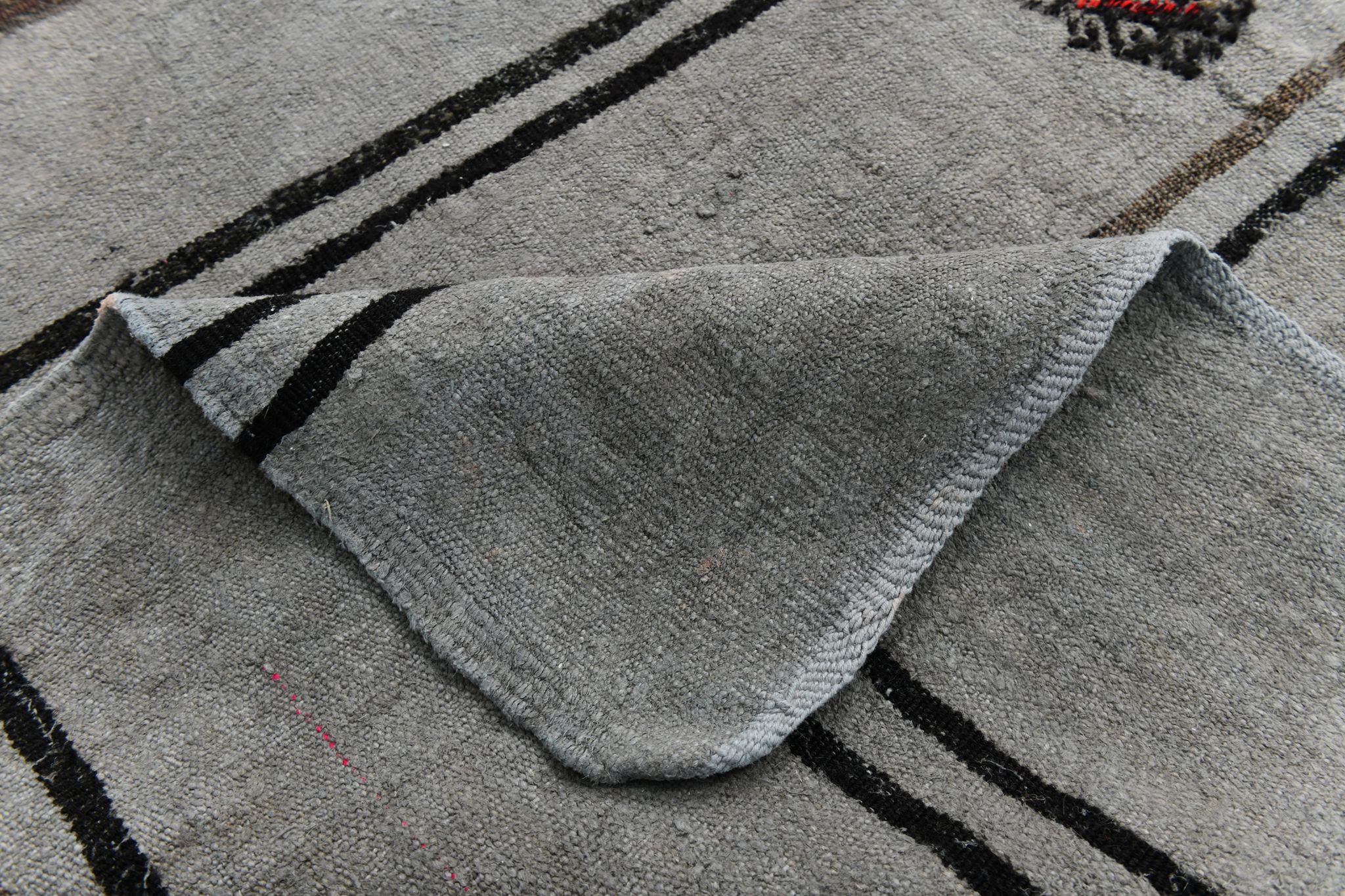 6x12 Gray & Black Modern Hemp Rug, 184x379Cm