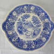 Round ceramic faience dish villeroy boch burgerland blue