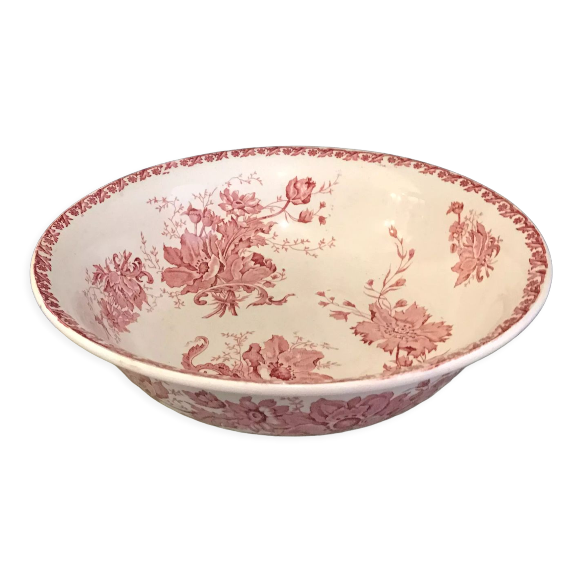 Toilet bowl old décor faience anemones