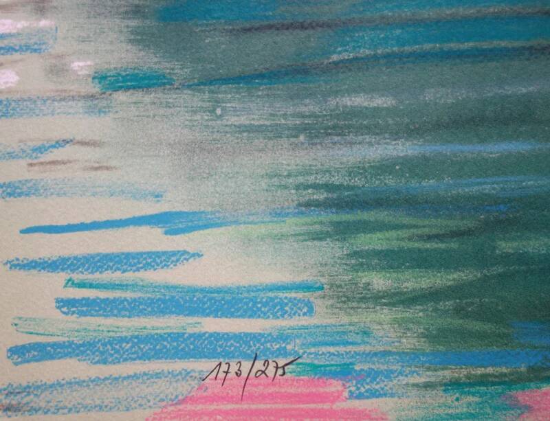 Bernard Collet: Banks of the Marne, original signed lithograph