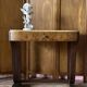 Art Deco console table in oak and walnut – chic and elegant beige marble top
