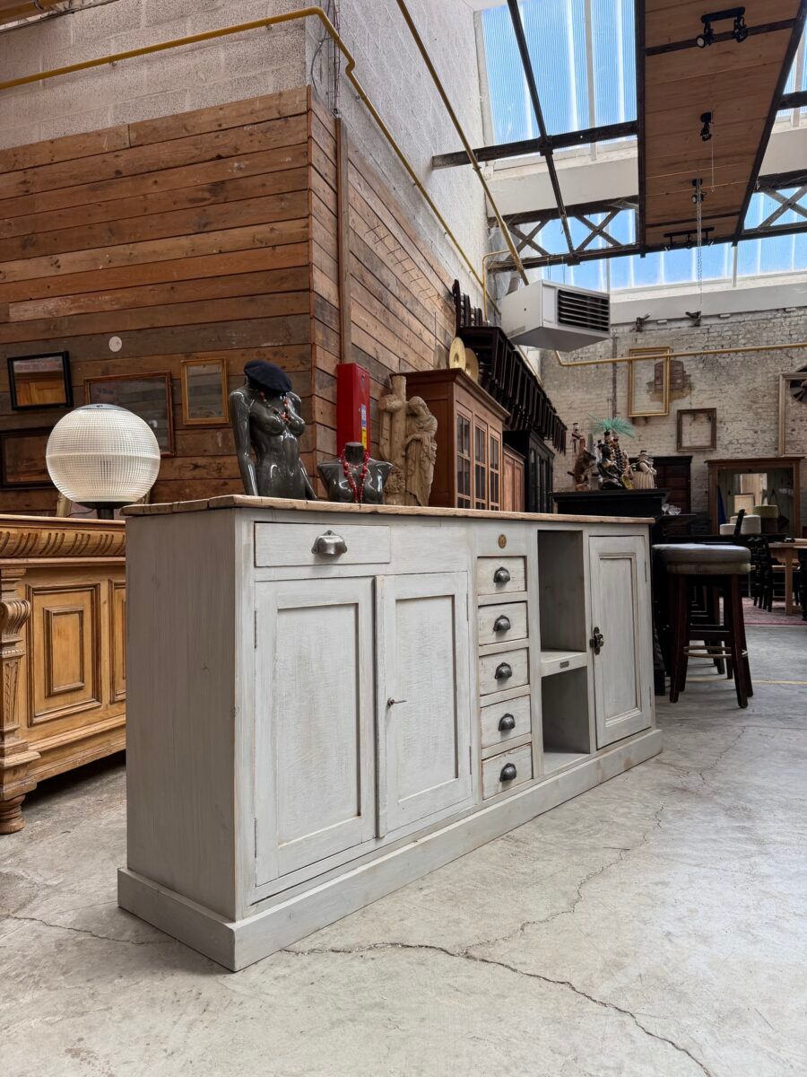 Grey patinated enfilade handcrafted.