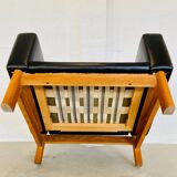 VINTAGE MID-CENTURY POUL M. VOLTHER  LEATHER AND OAK LOUNGE CHAIR 1960,s