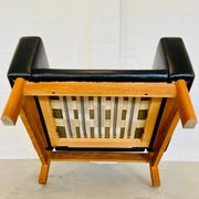 VINTAGE MID-CENTURY POUL M. VOLTHER  LEATHER AND OAK LOUNGE CHAIR 1960,s