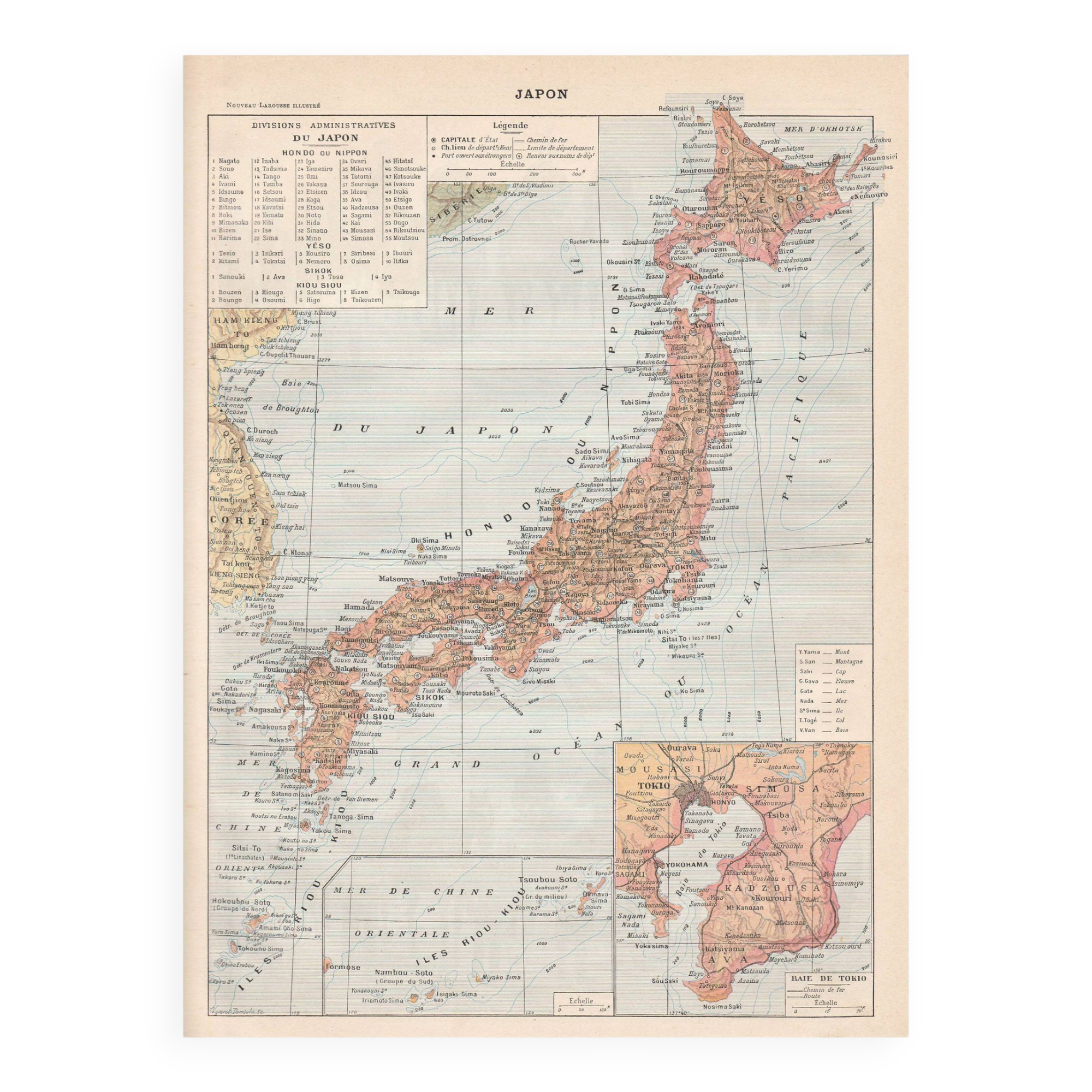 Old map of Japan 1897