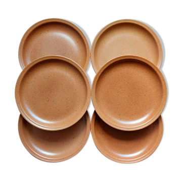6 Sarreguemines stoneware dessert plates