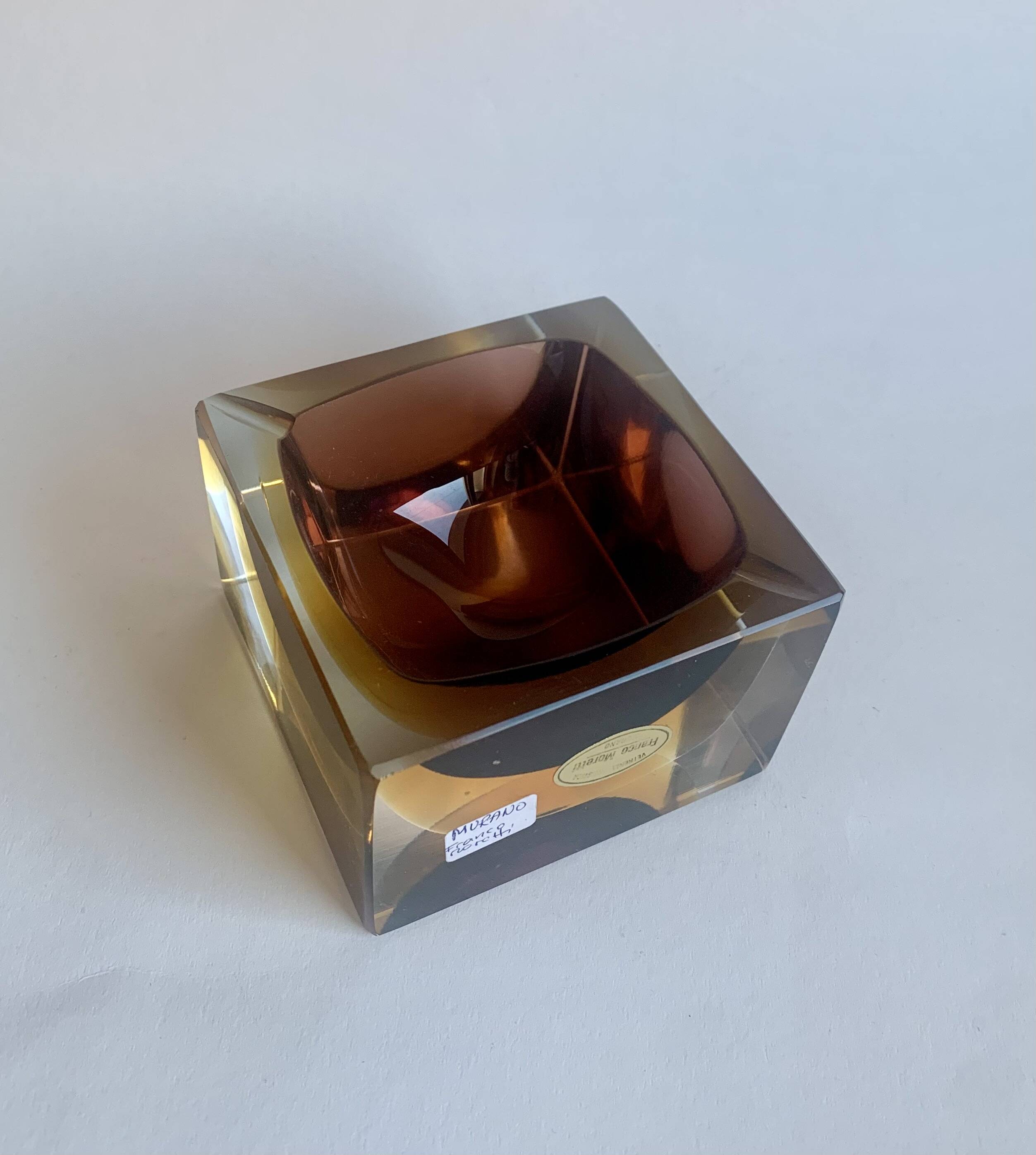 Sommerso Murano Glass Ashtray by Flavio Poli