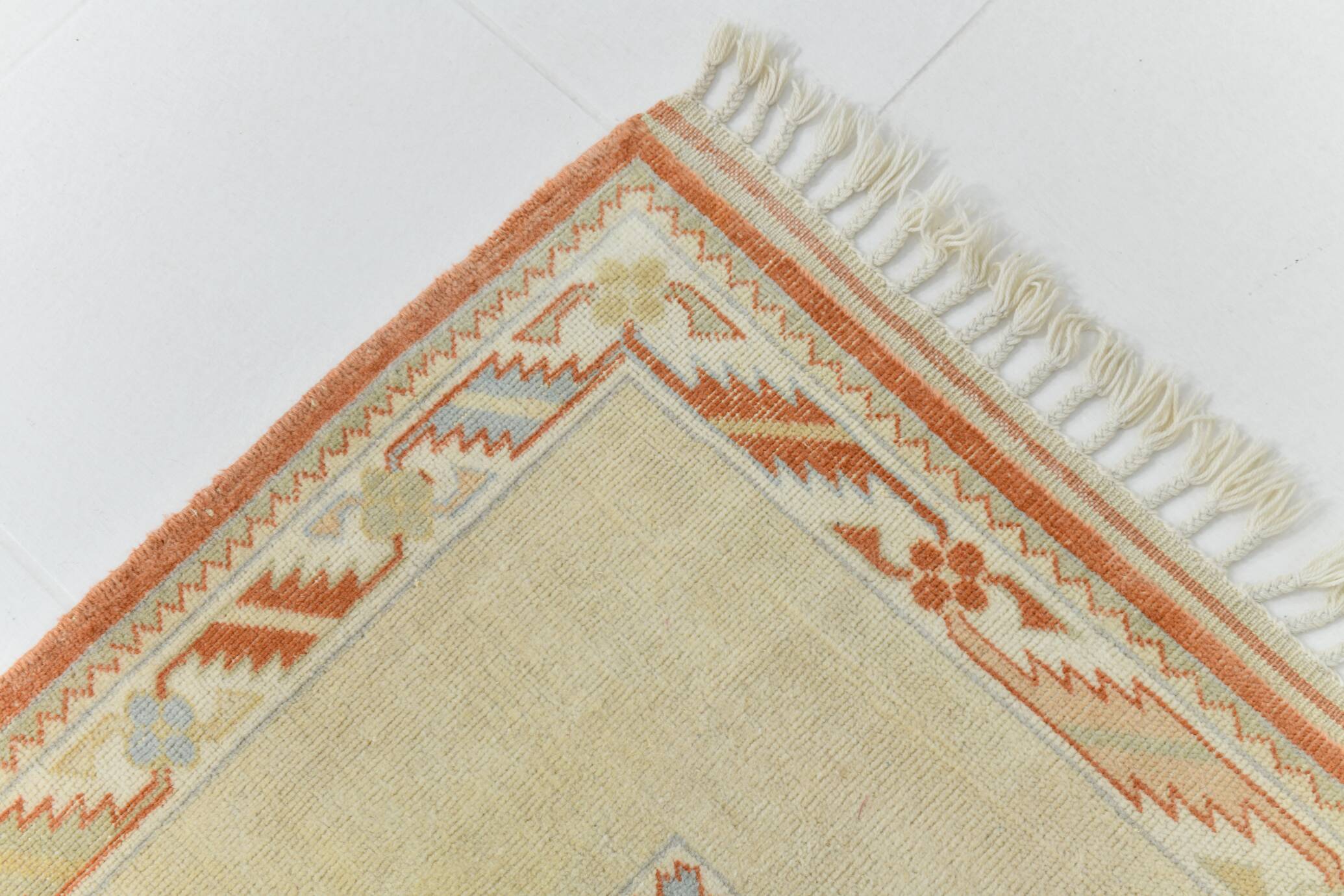4x6 Oushak Light Blue & Beige Vintage Rug, 127x197Cm
