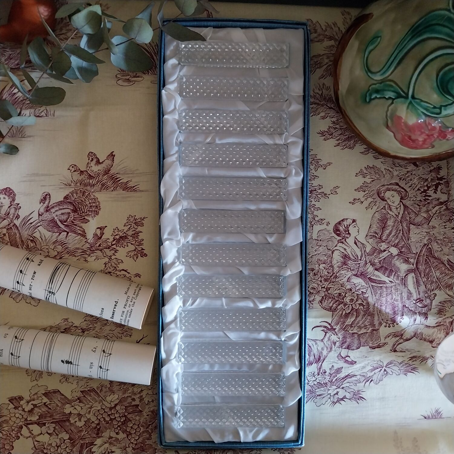 Antique crystal knife rests