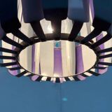 Metal pendant lamp and prism model in white mid-century by Werner Schou for Coronell Elektro, Denmark, 1960s.