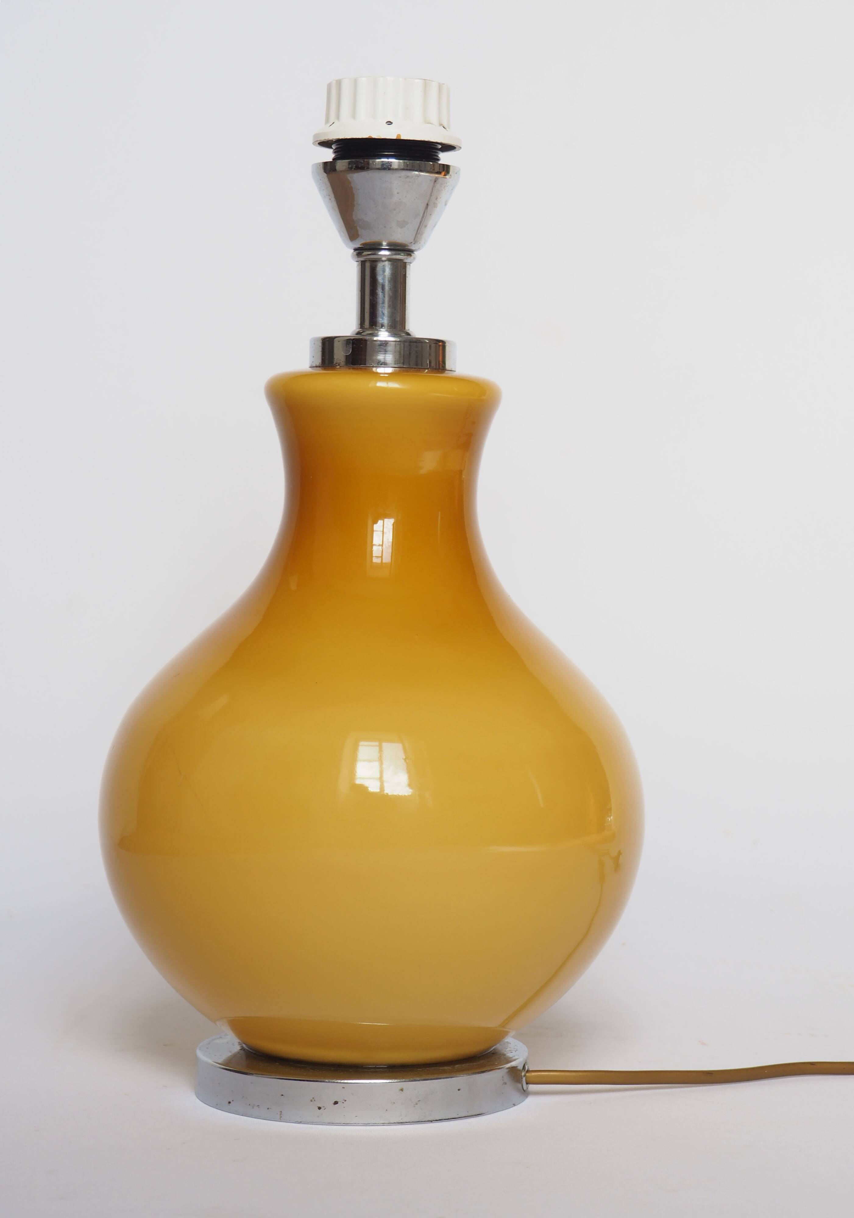 Mustard orange glass lamp base