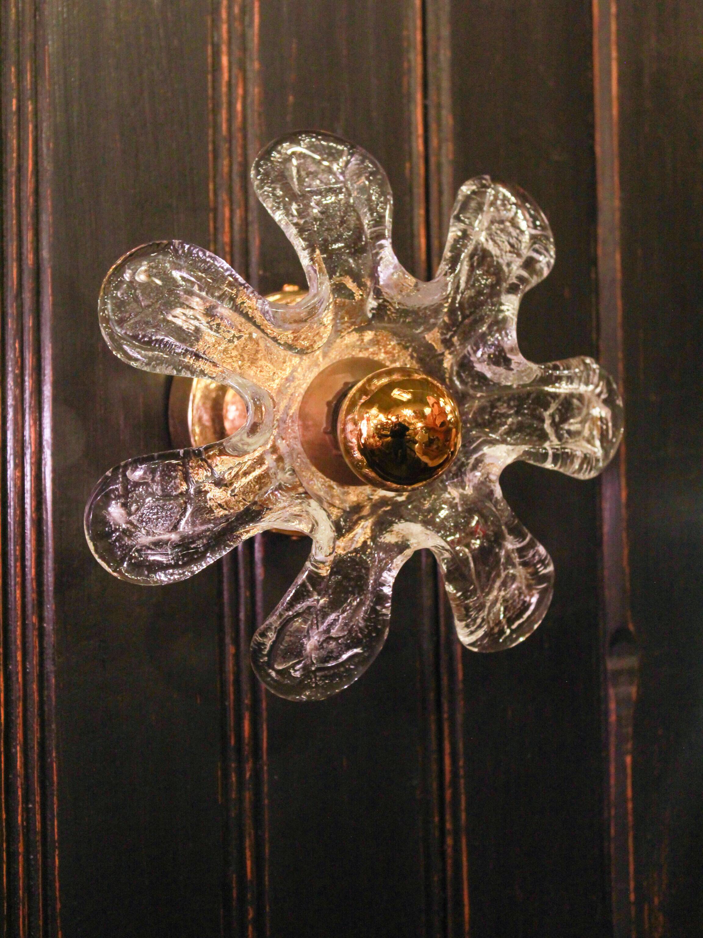 Appliques italiennes en verre de Murano soufflé à la main des années 1960,