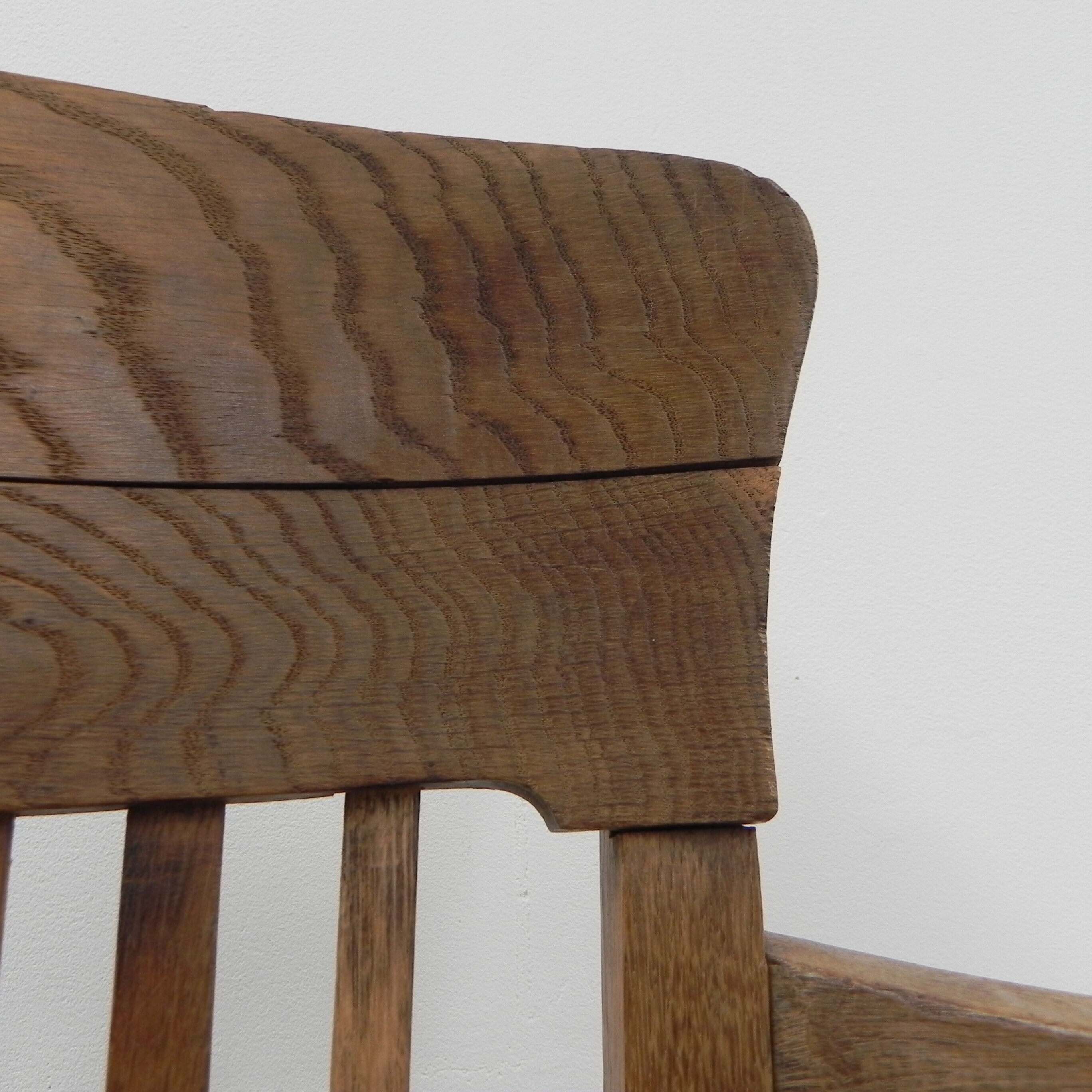 Oak office chair with spring mechanism and armrests