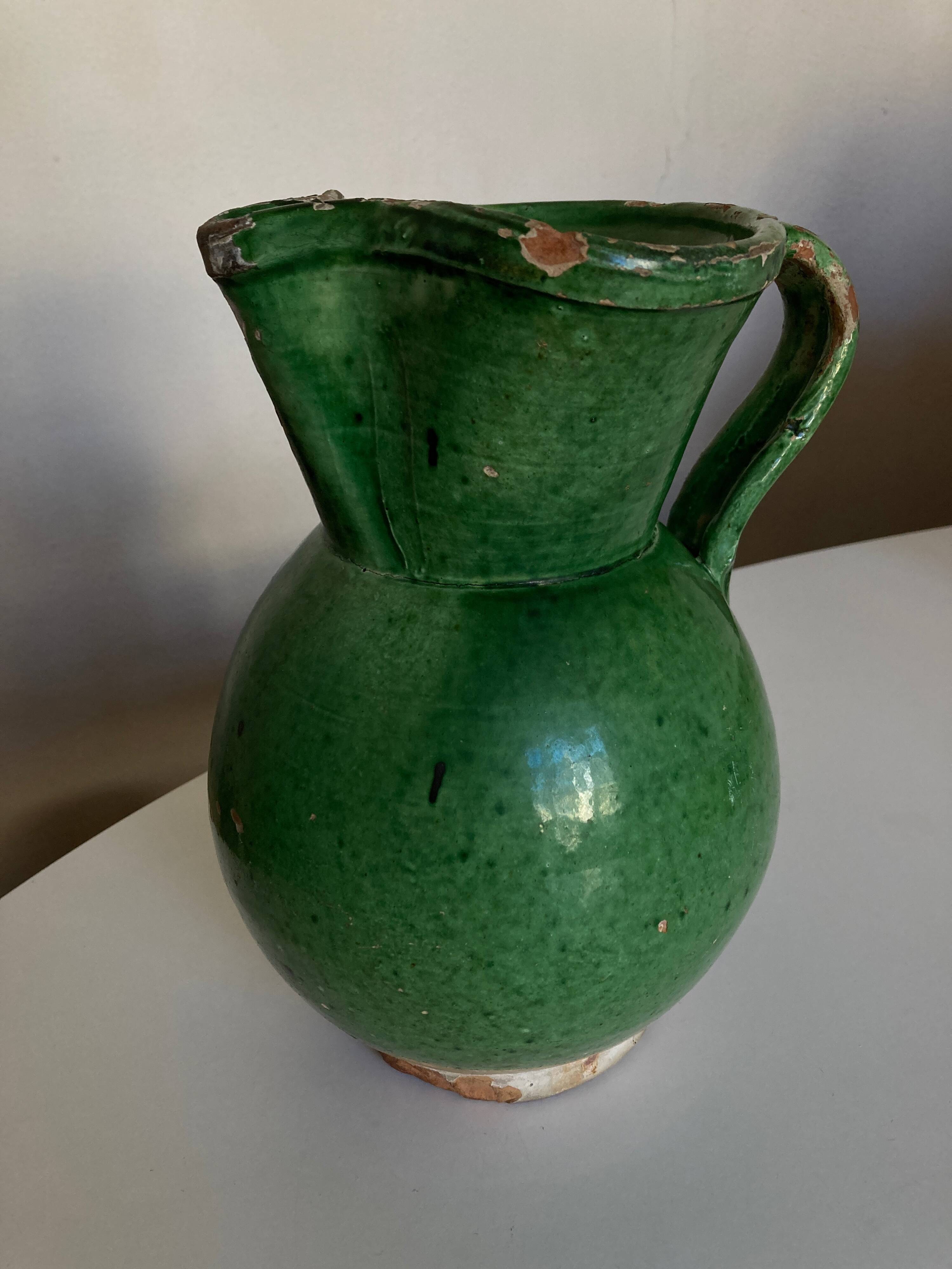 Farmhouse pitcher vase varnished earth popular art south 1950