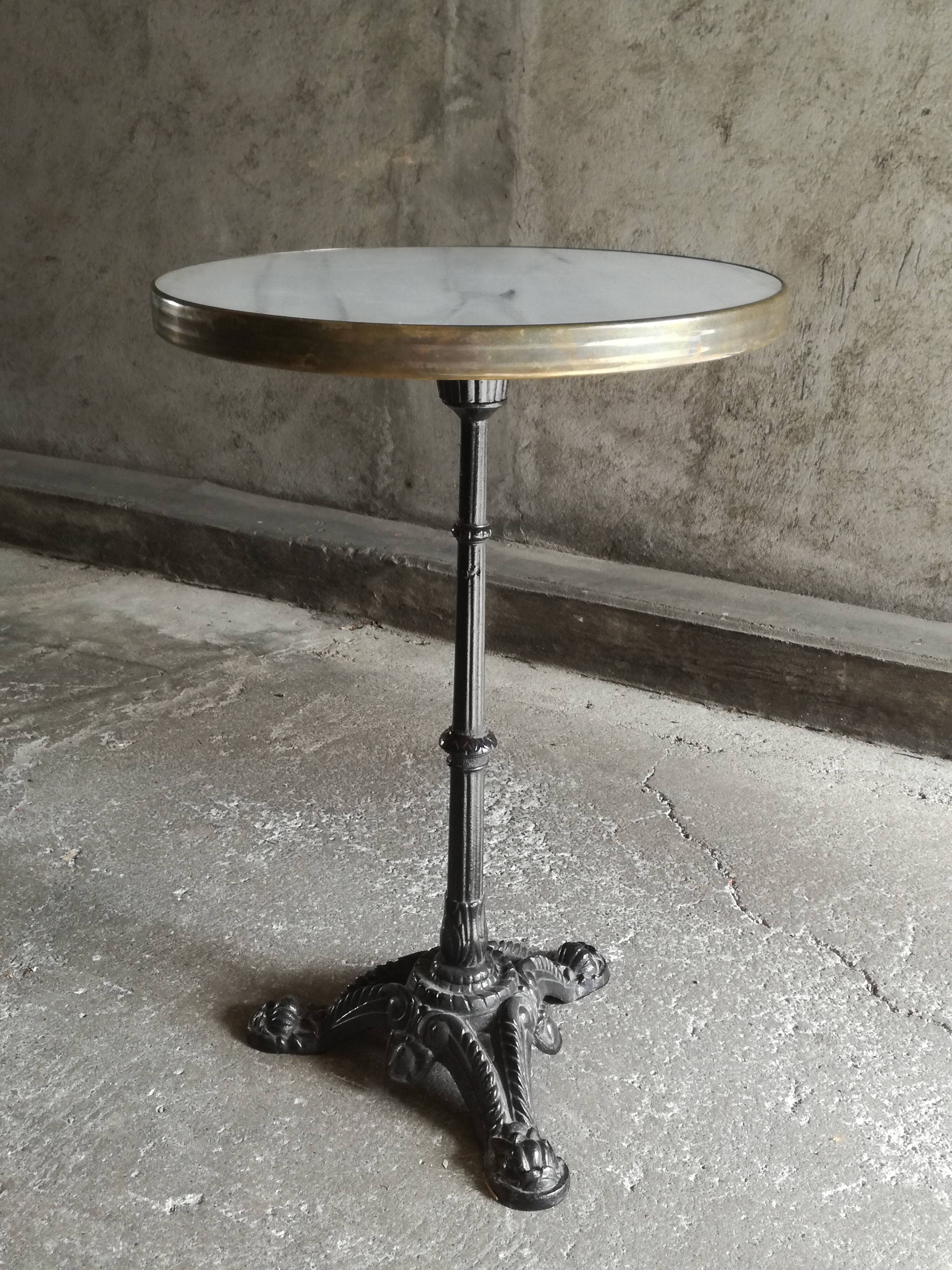 Round marble bistro table and cast iron feet
