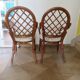 Vintage lot of 2 woven bamboo rattan armchairs - Curved wood - 1980s
