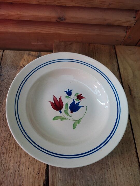 hollow plate porcelain lunéville painted hand floral françoise ancienne
