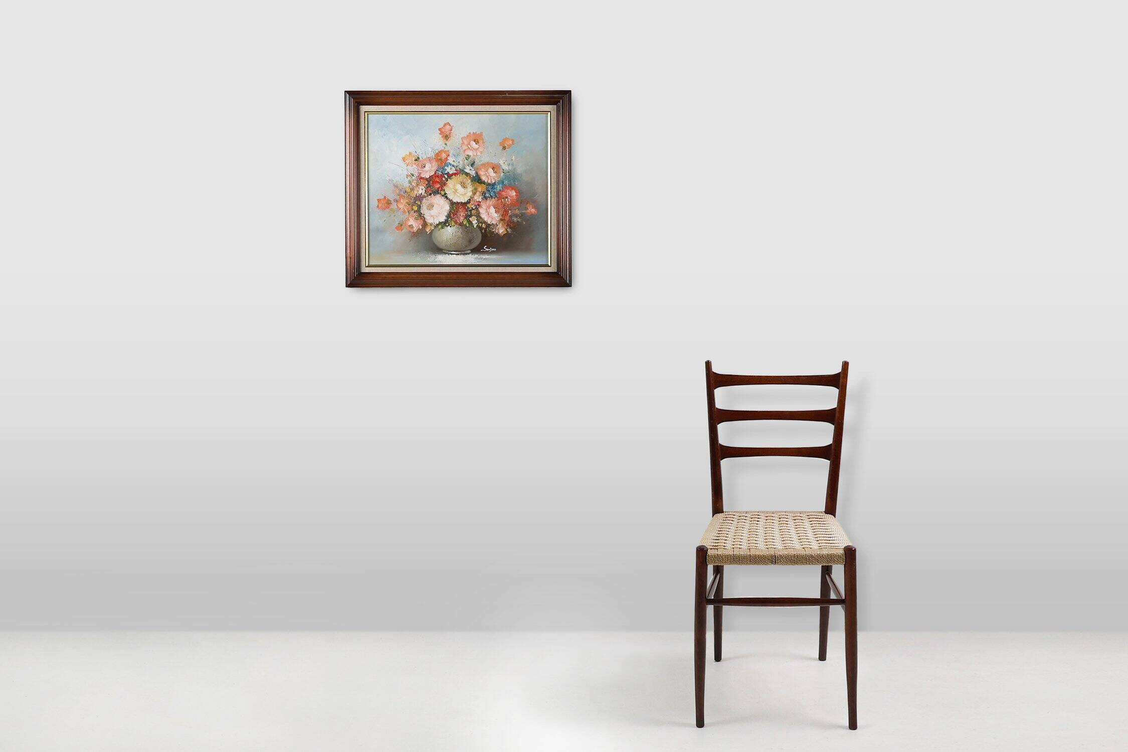 Edmond Sanders, Vase with Flowers, 1950s, Oil on Canvas, Framed