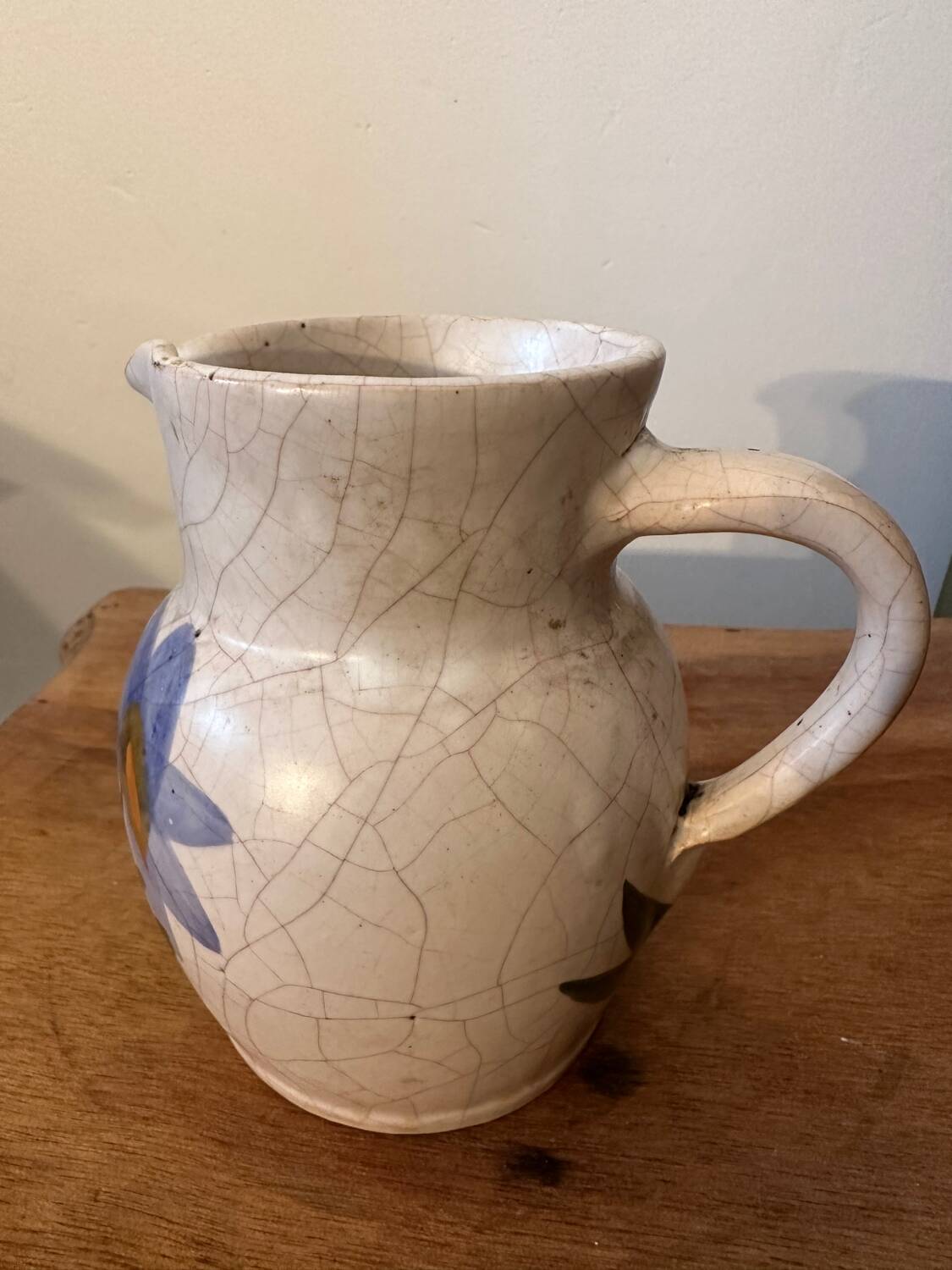 Vintage - Poterie du Marais Pitcher - Cracked Enameled Stoneware