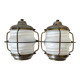 Pair of marine glass and brass wall lights