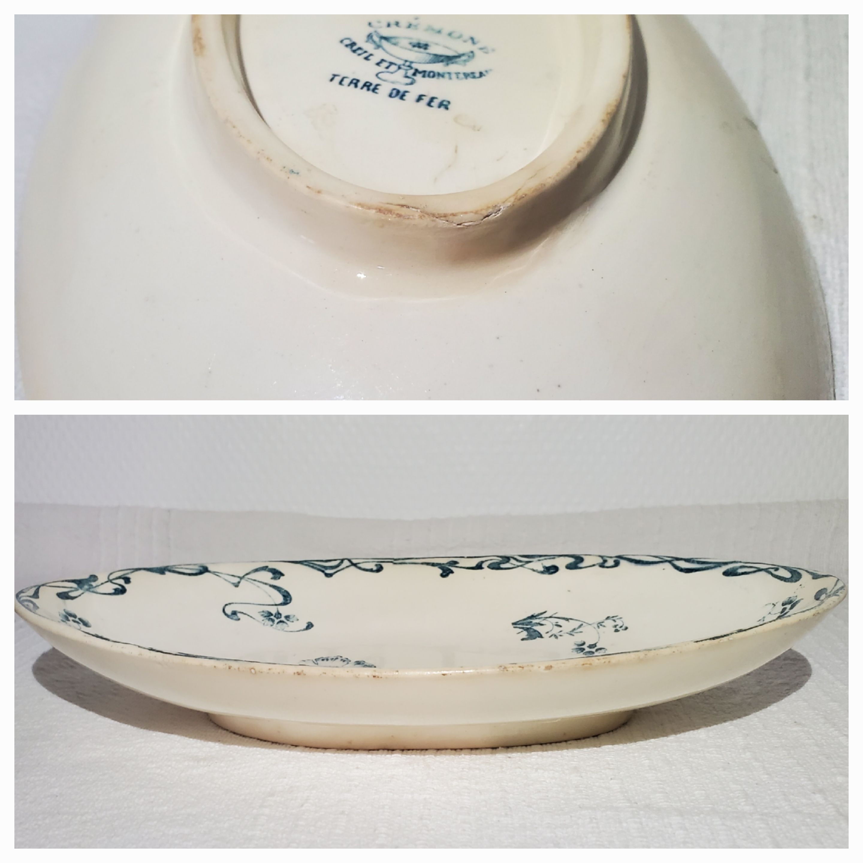 Ravier de la faïencerie de Creil et Montereau modèle Crémone