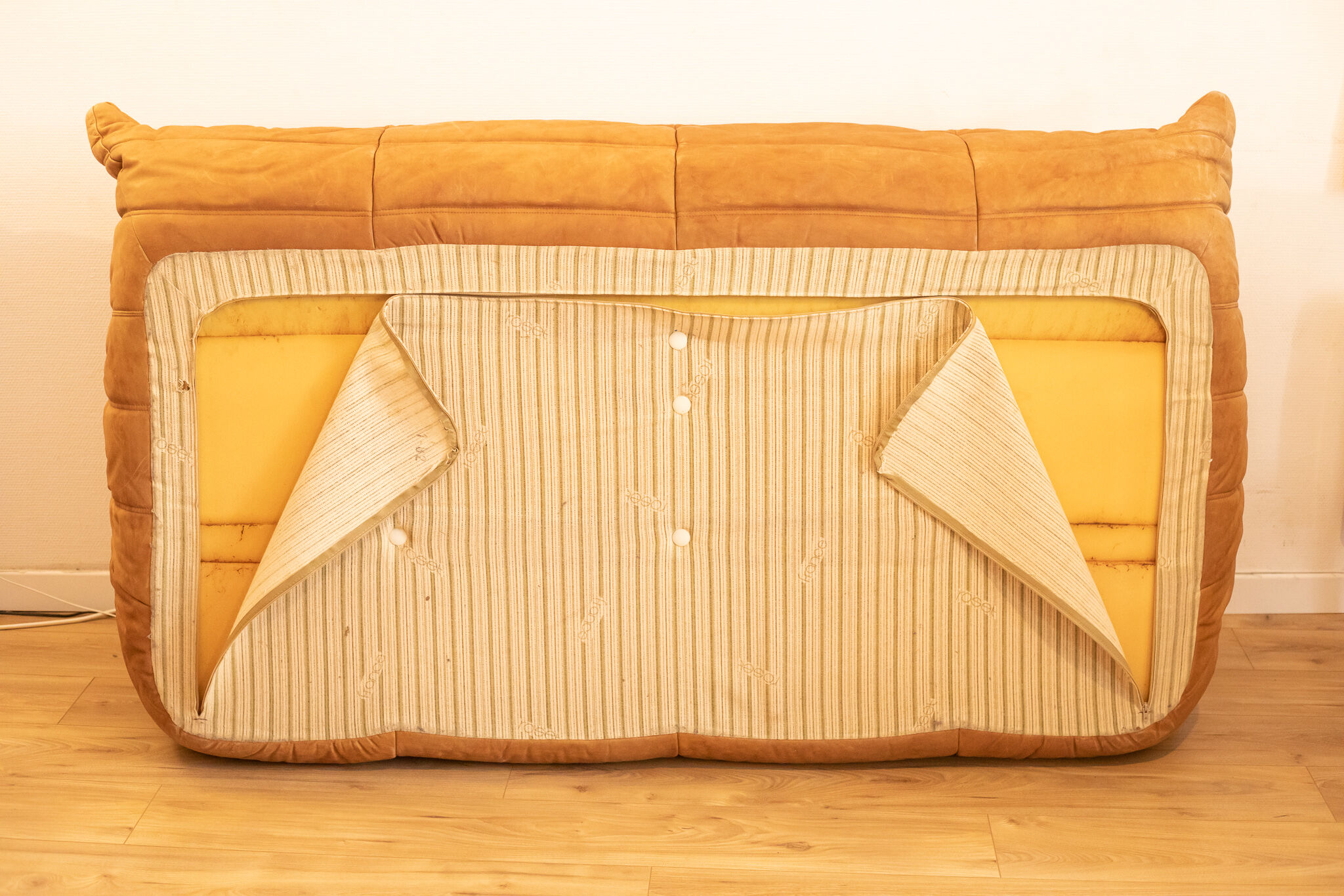 Togo 3-seater sofa and leather chair By Michel Ducaroy for Ligne Roset