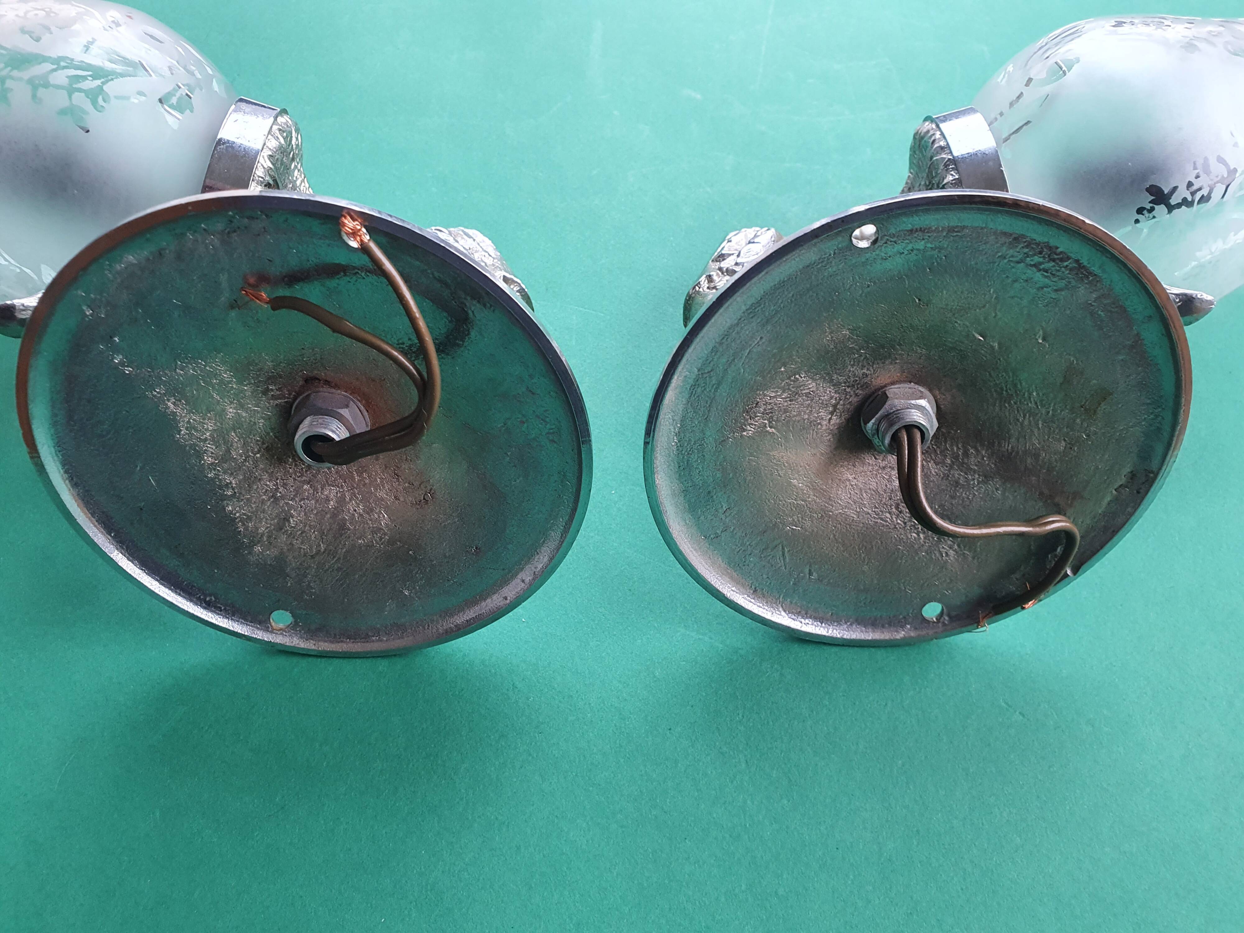 Pair of vintage chrome wall sconces