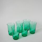 Lot de 6 verres en verre vert 1970