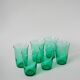 Set of 6 green glass glasses 1970