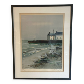 Large original lithograph by Laporte, signed and numbered - 71 * 90 cm