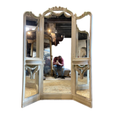 Mirror triptych style Louis XVI wooden rechampie cream XIX th century