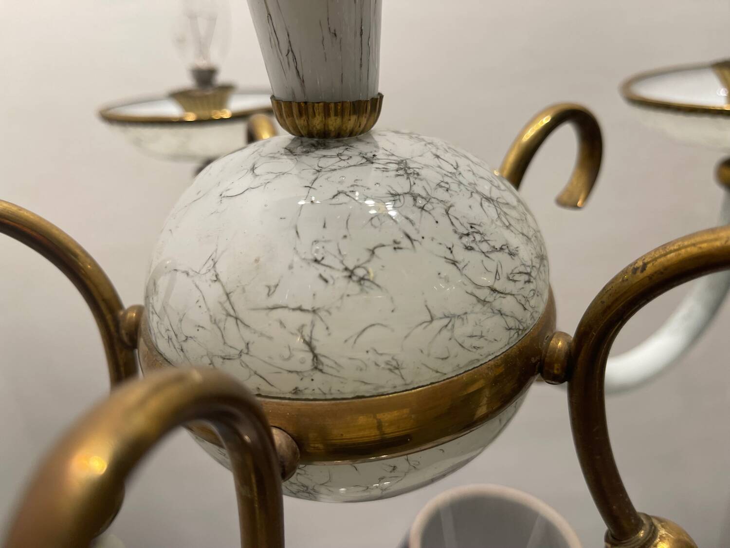 Italian Murano Glass Brass Chandelier 1940’s