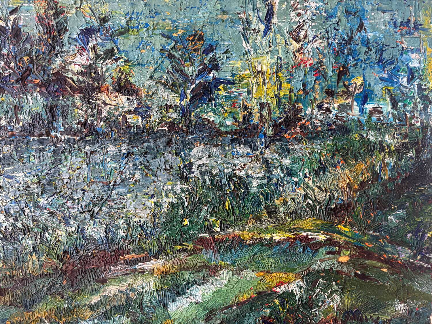 Lakeside landscape signed