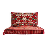 Red Bohemian Majlis Sofa, Floor Seating Sofa