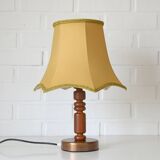 Large Vintage Bedside Lamp / French Style Table Light / Gold Textile Shade
