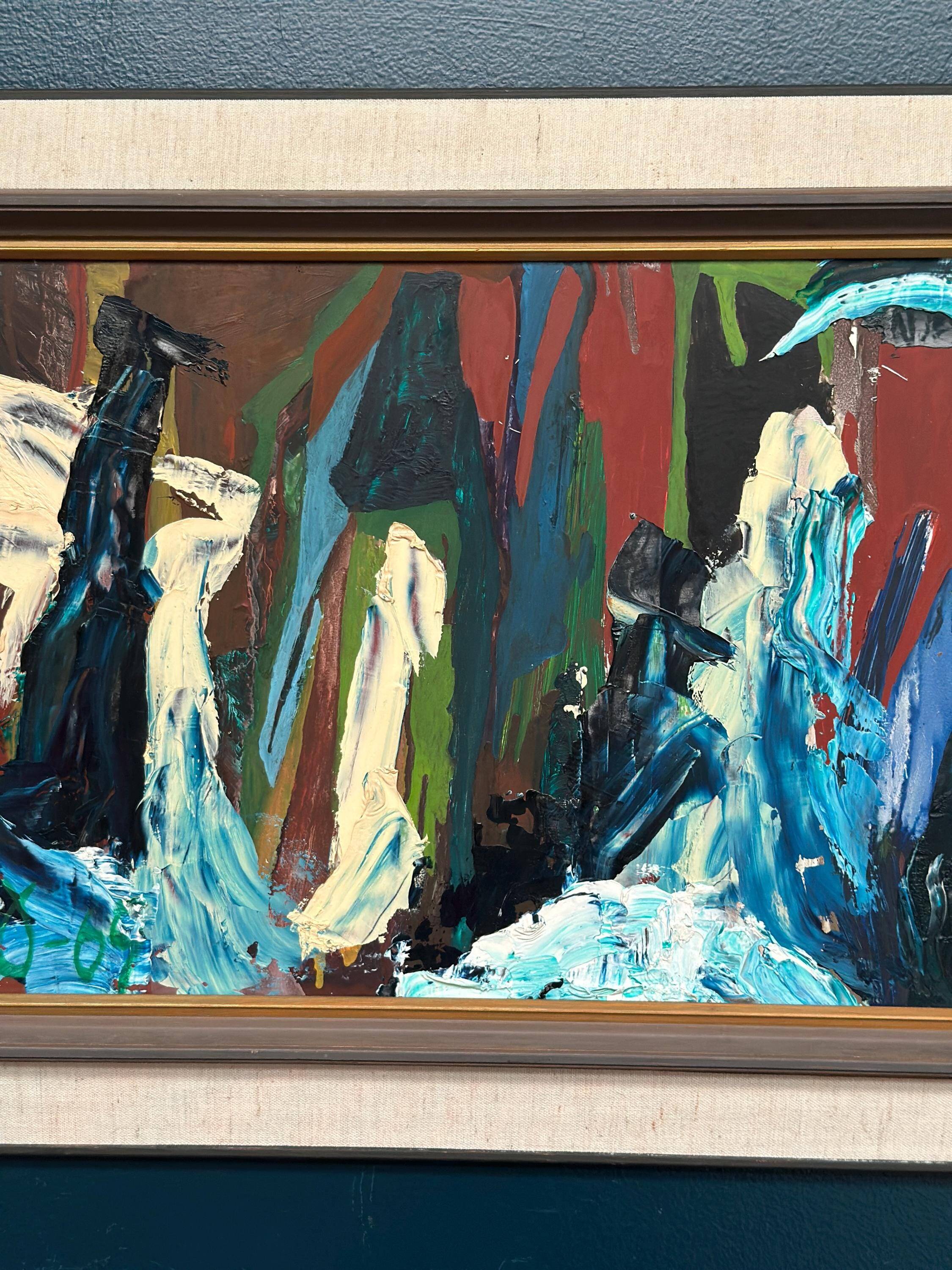 Huile sur panneau d'origine suédoise – “Composition” monogrammée “O”