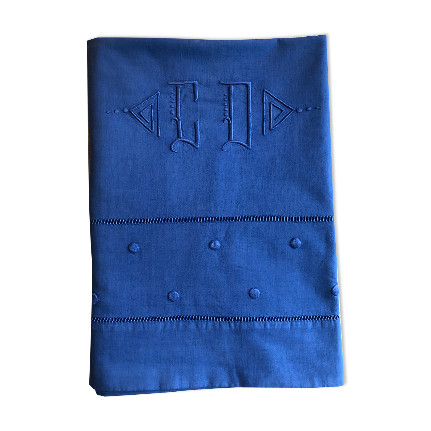 Vintage cloth in linen and cotton dyed in Mediterranean blue