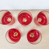 Ensemble de 5 verres à whisky à pastilles dorés