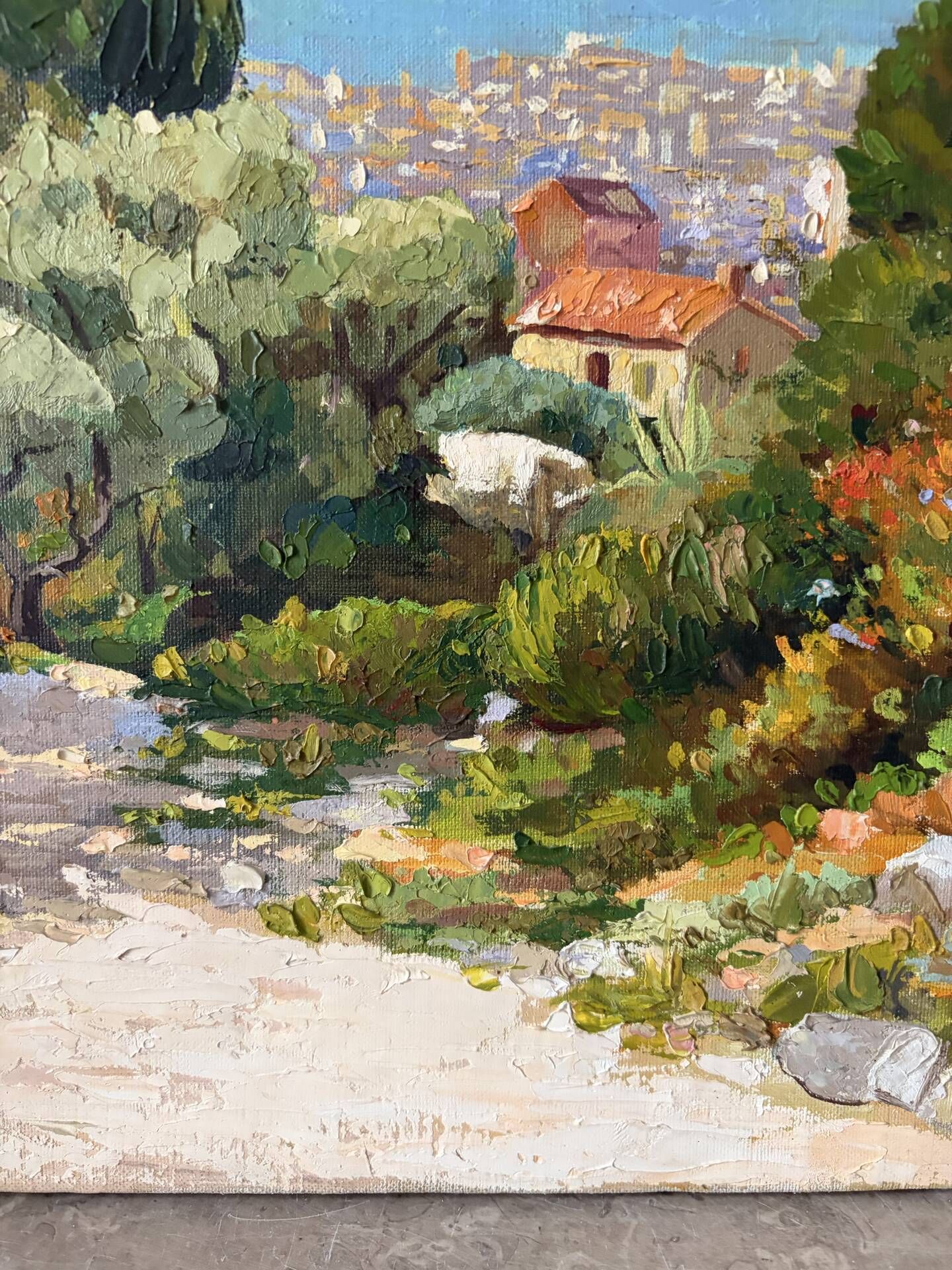 Mediterranean coastal scene, oil on canvas signed