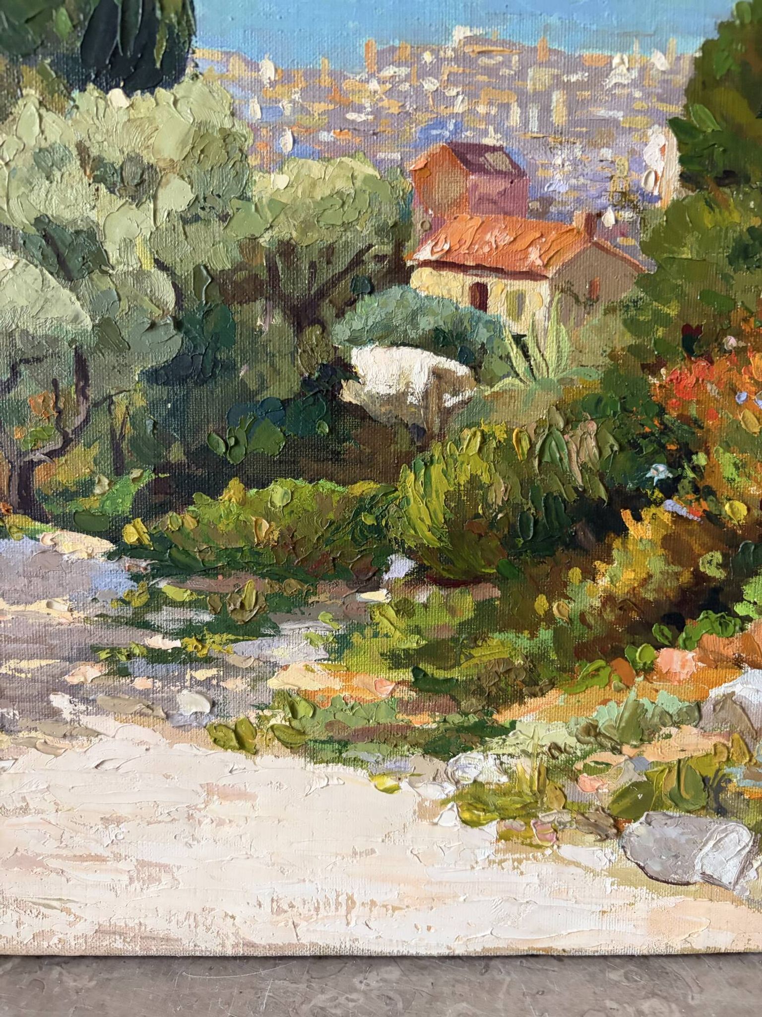 Scène côtière méditerranéen, huile sur toile signée