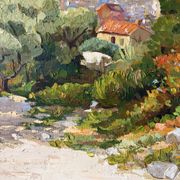 Scène côtière méditerranéen, huile sur toile signée