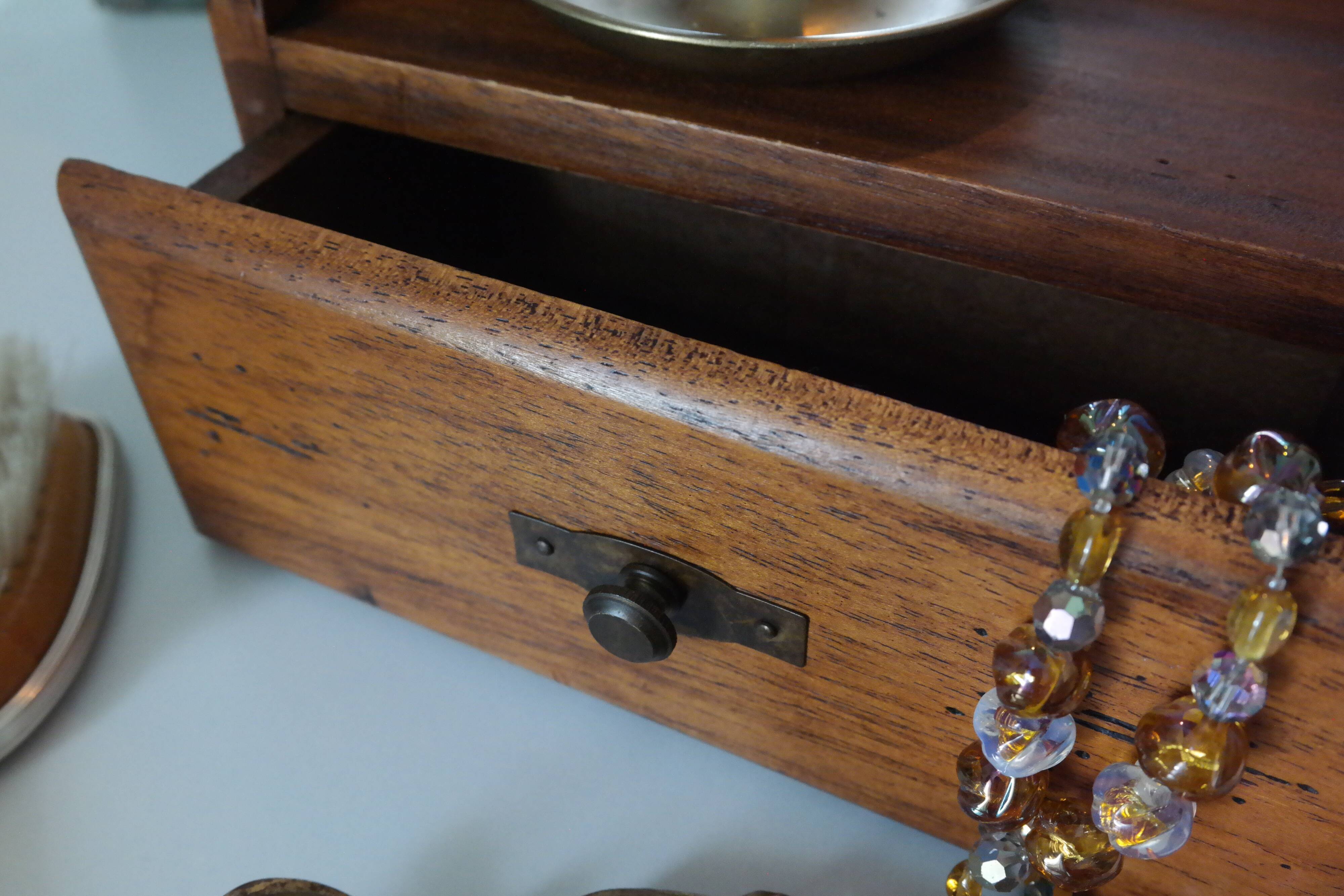 Vintage wooden table dressing table mirror 28x67cm