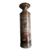 Vintage stoneware vase with naive decoration.
